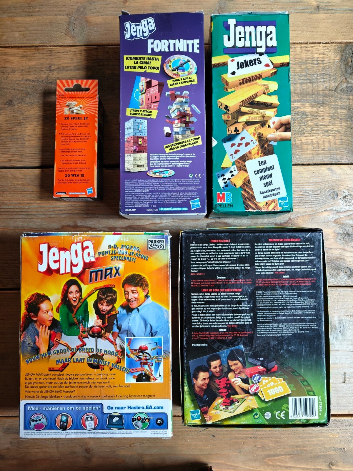 5 Varianten van Jenga., Ophalen of Verzenden, Hasbro., Hasbro., MB.