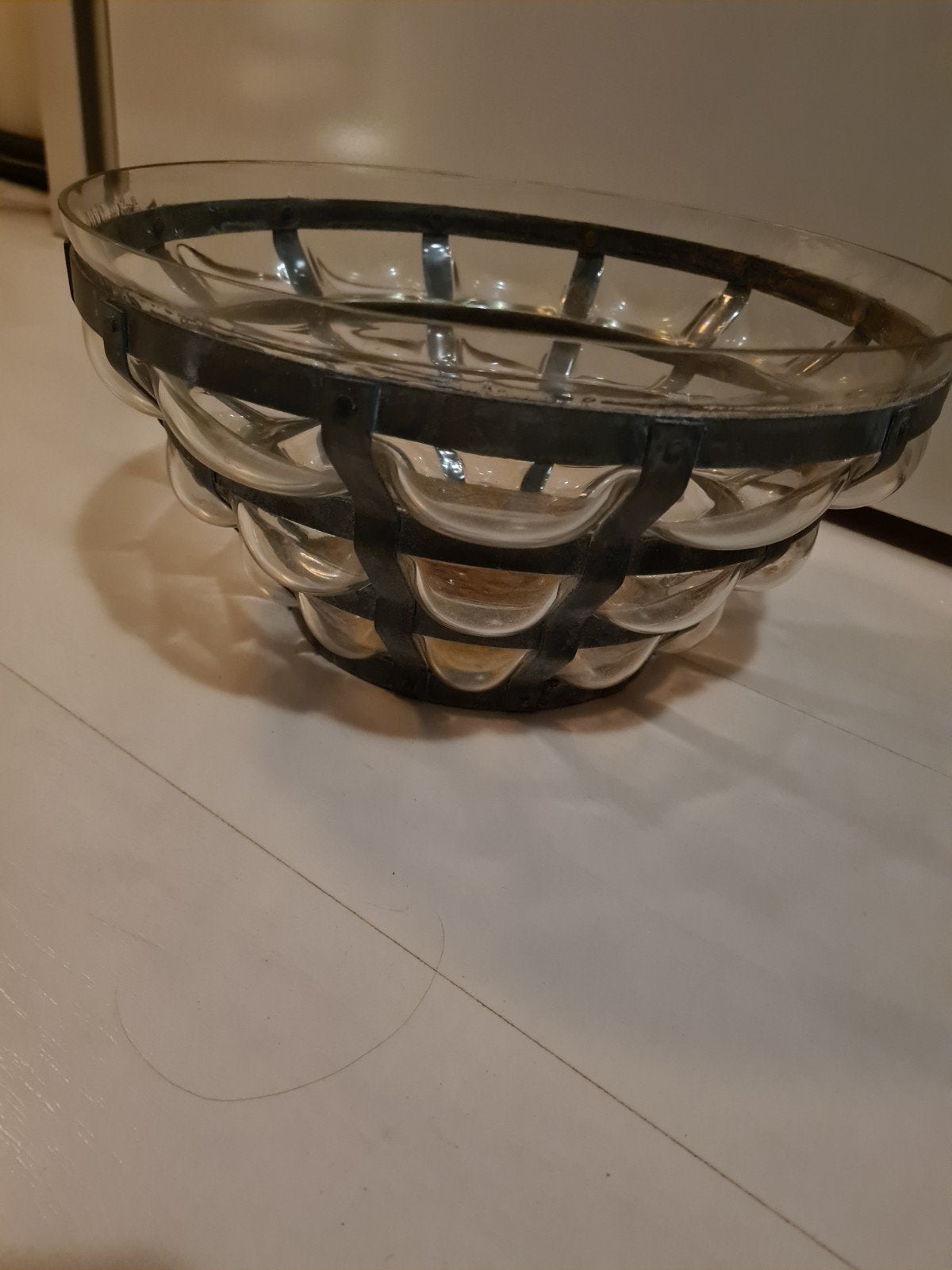 Gietijzeren fruitschaal met glas, Ophalen of Verzenden, Rond, Glas
