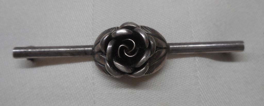 Zilveren vintage Teka broche roos nr.354, Sieraden, Tassen en Uiterlijk, Broches, 4 tot 7 cm, Verzenden, Zo goed als nieuw, Zilver