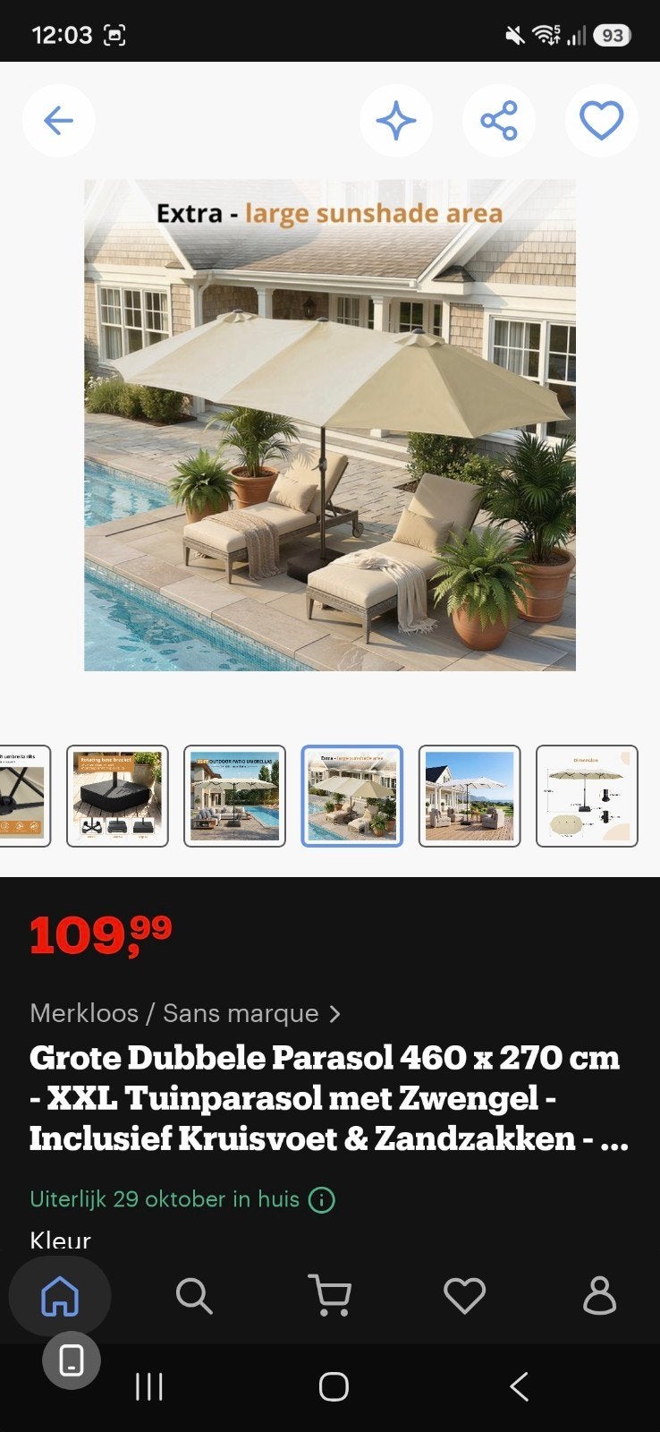 Grote Dubbele Parasol 460 x 270 cm - XXL Tuinparasol, Ophalen, Verstelbaar, Meer dan 4 meter, Zweefparasol