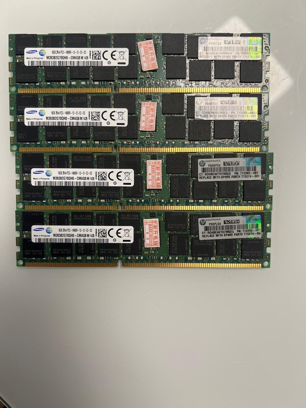 4x 16GB DDR3 RAM, Computers en Software, RAM geheugen, Gebruikt, Server, DDR3, Ophalen of Verzenden