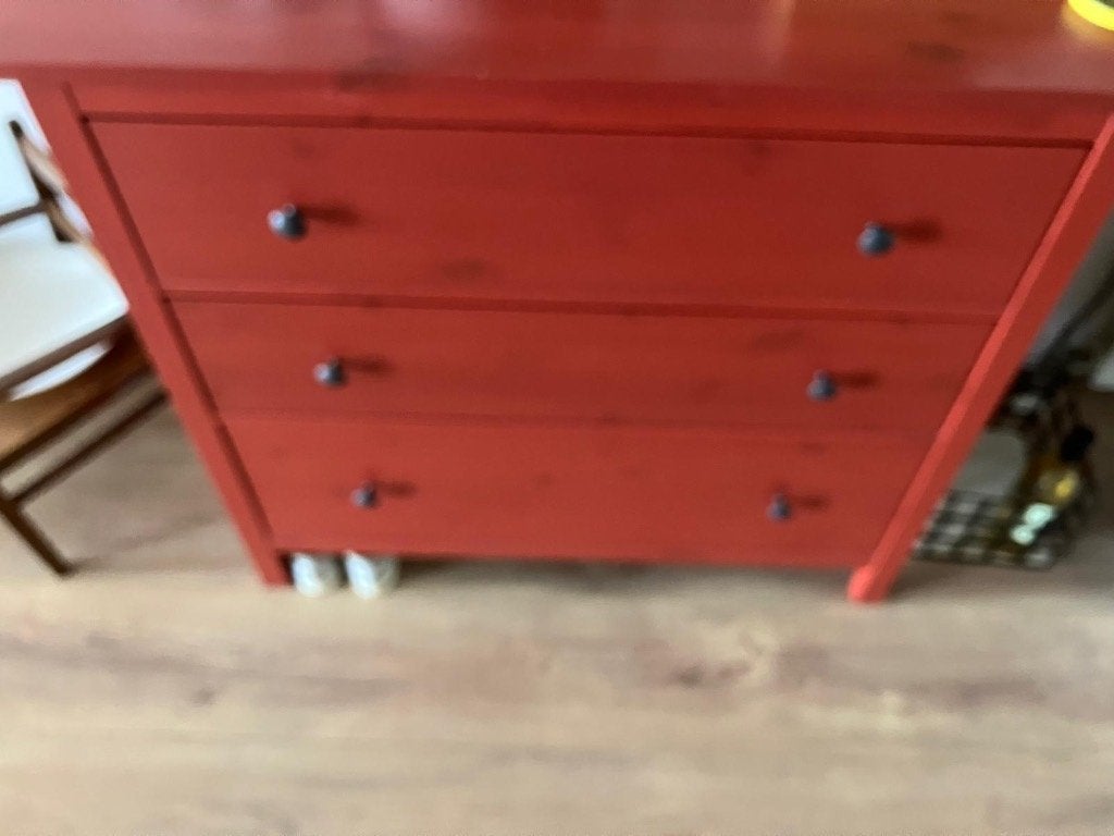 Rode IKEA Hemnes ladekast., Ophalen, Gebruikt, Eenvoudig, 50 tot 100 cm