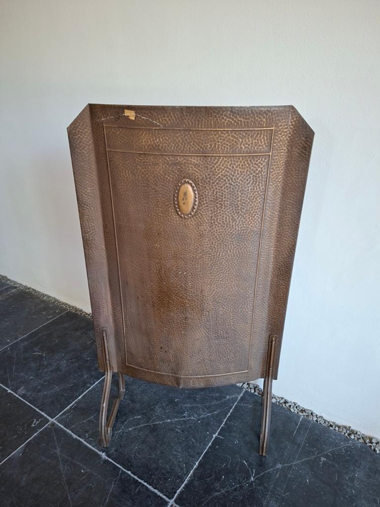 Antiek gehamerd koperen haardscherm, 120x70x32 cm, Antiek en Kunst, Ophalen