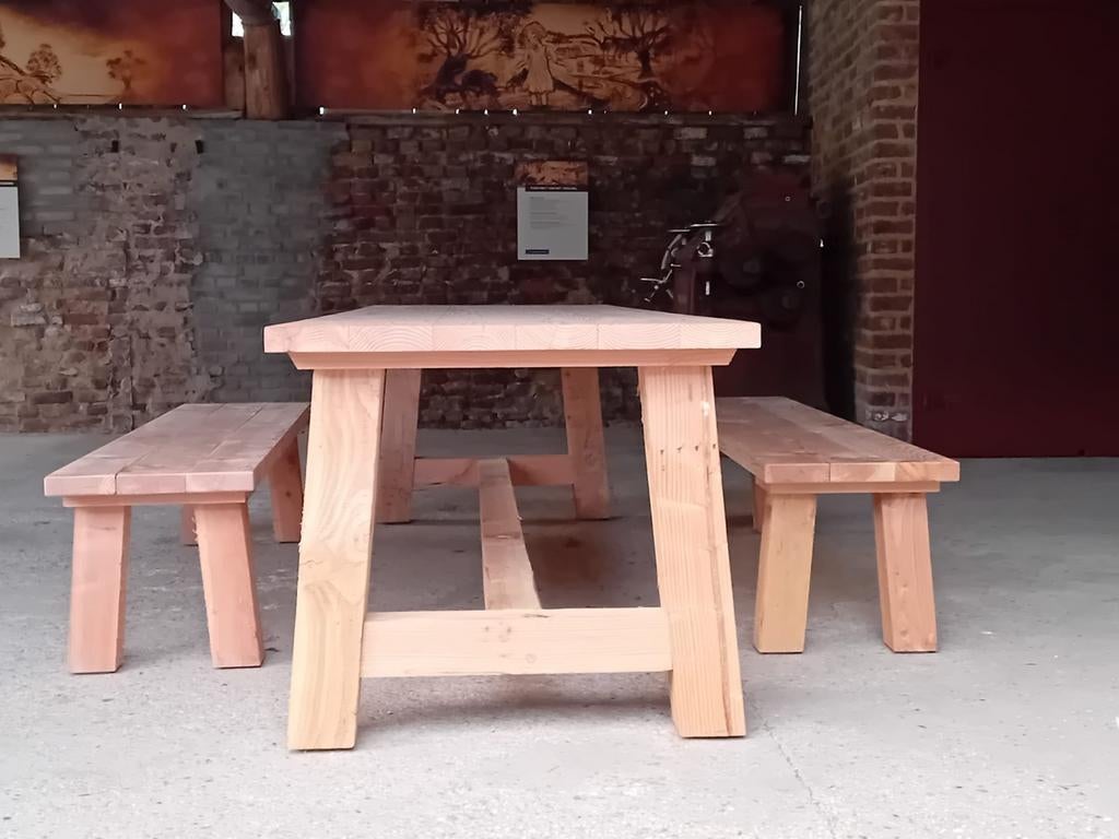 Douglas houten picknicktafel - Maatwerk mogelijk, Tuin en Terras, Ophalen, Nieuw, Rechthoekig, Hout