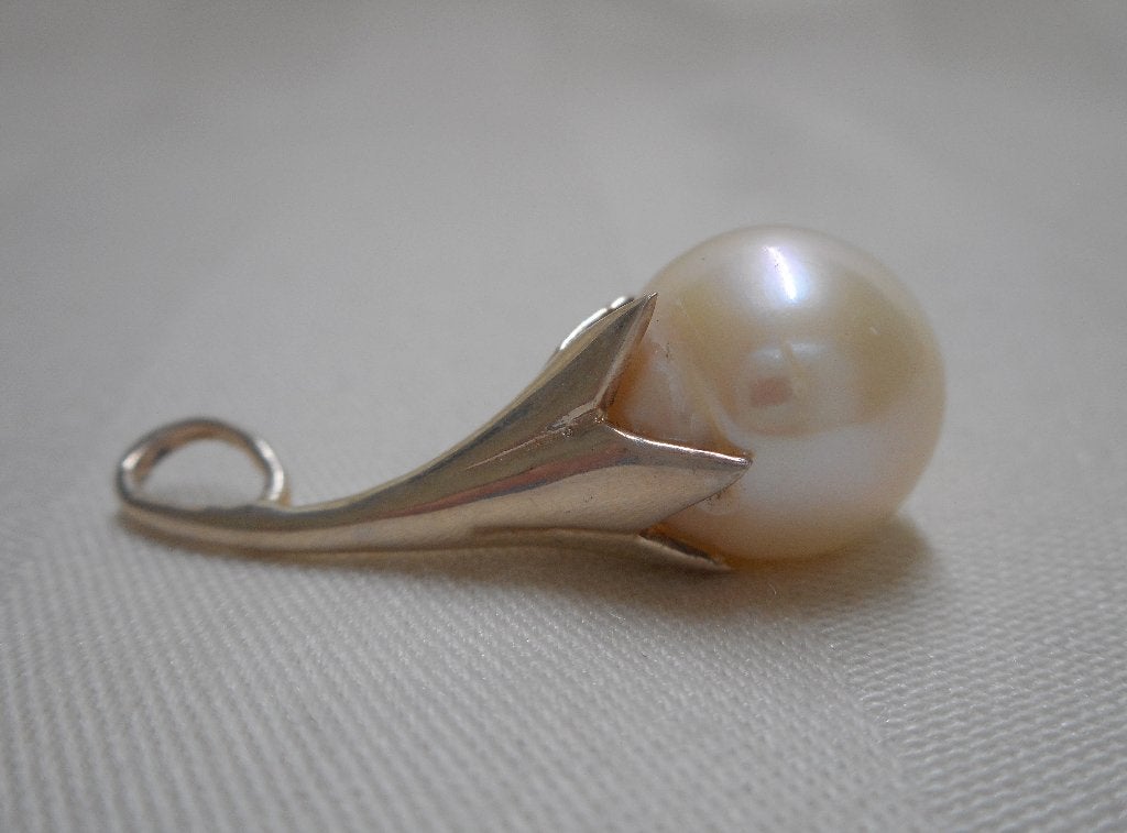 Zilveren hanger met echte parel nr.774, Sieraden, Tassen en Uiterlijk, Kettinghangers, Verzenden, Zo goed als nieuw, Zilver, Zilver