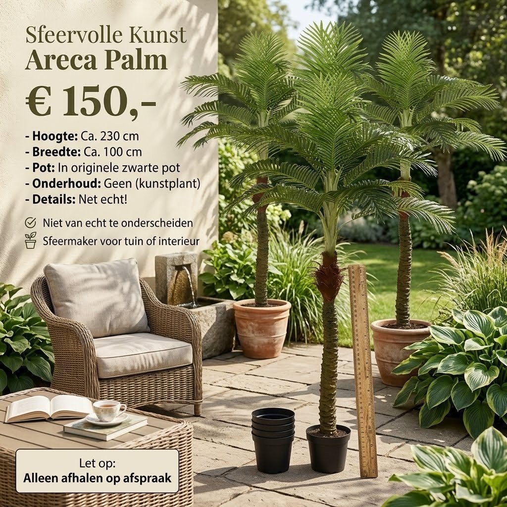 Prachtige Grote Kunstplant Palmboom 230 cm Nieuw, Ophalen, Onbekend, Nieuw, Everlands