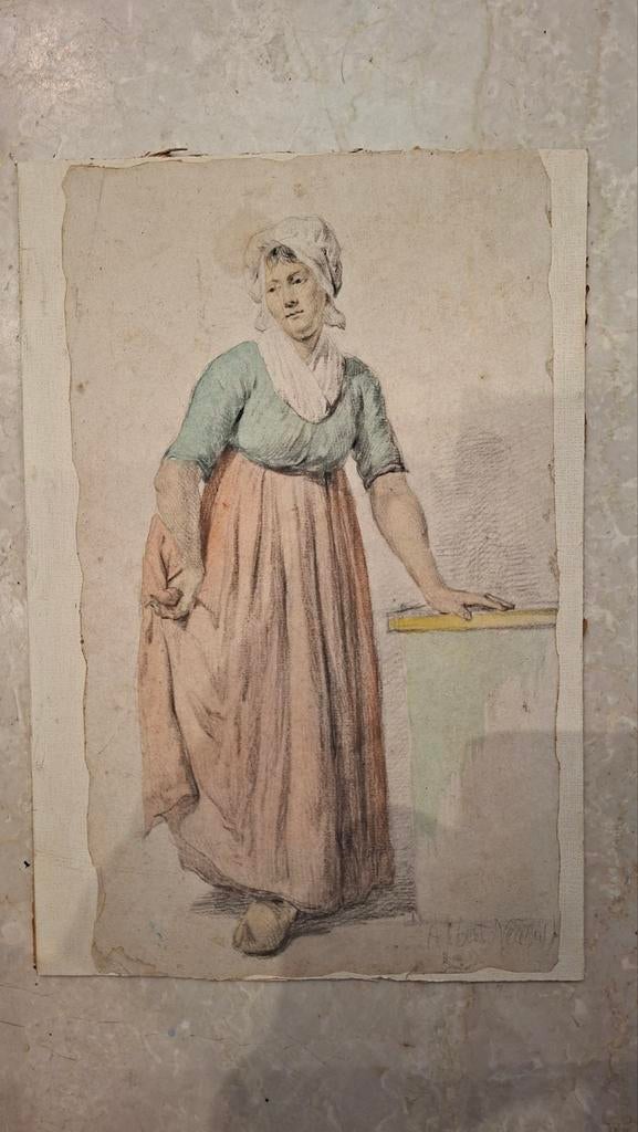 Aquarel Albert Neuhuys, Antiek en Kunst, Kunst | Etsen en Gravures, Ophalen