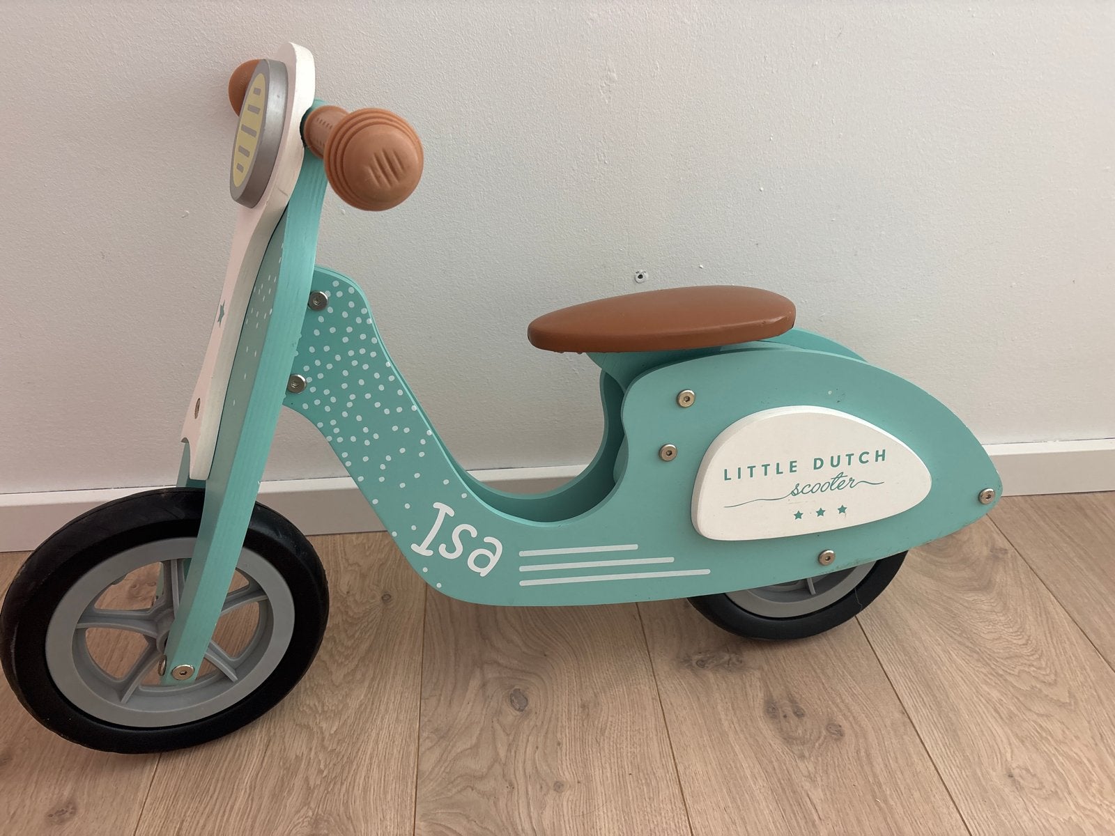 Little Dutch Houten Scooter Loopfiets - Mintgroen, Ophalen, Gebruikt, Loopfiets