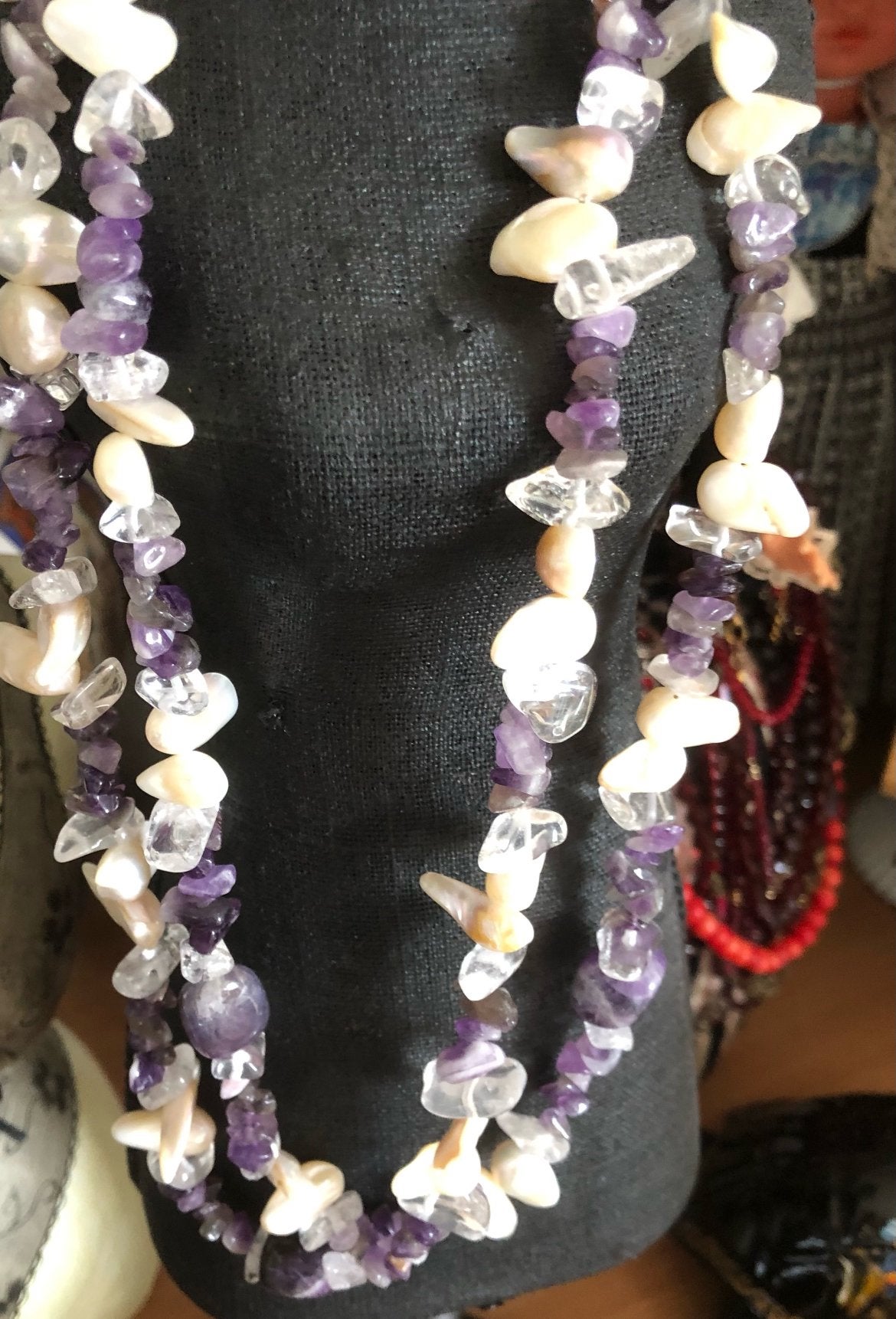 Parel en amethist, Sieraden, Tassen en Uiterlijk, Kettingen, Paars, Nieuw, Verstelbaar, Ophalen of Verzenden