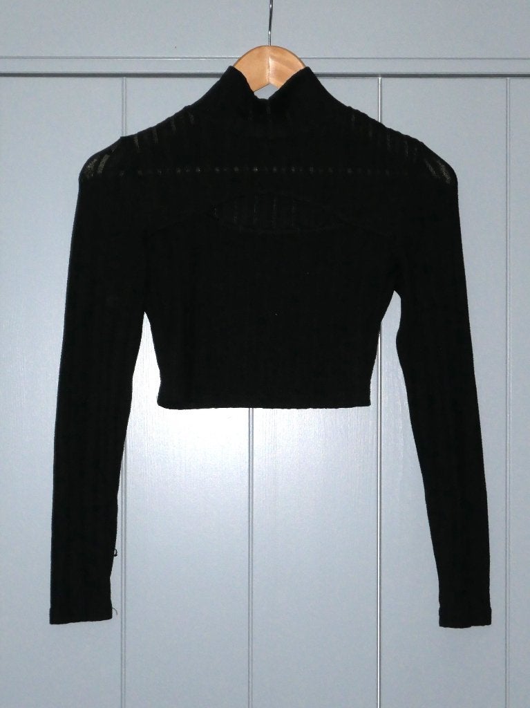 Top met col zwart lange mouw | XS | Shein, Kleding | Dames, Tops, Zwart, Ophalen of Verzenden, Zo goed als nieuw, Lange mouw