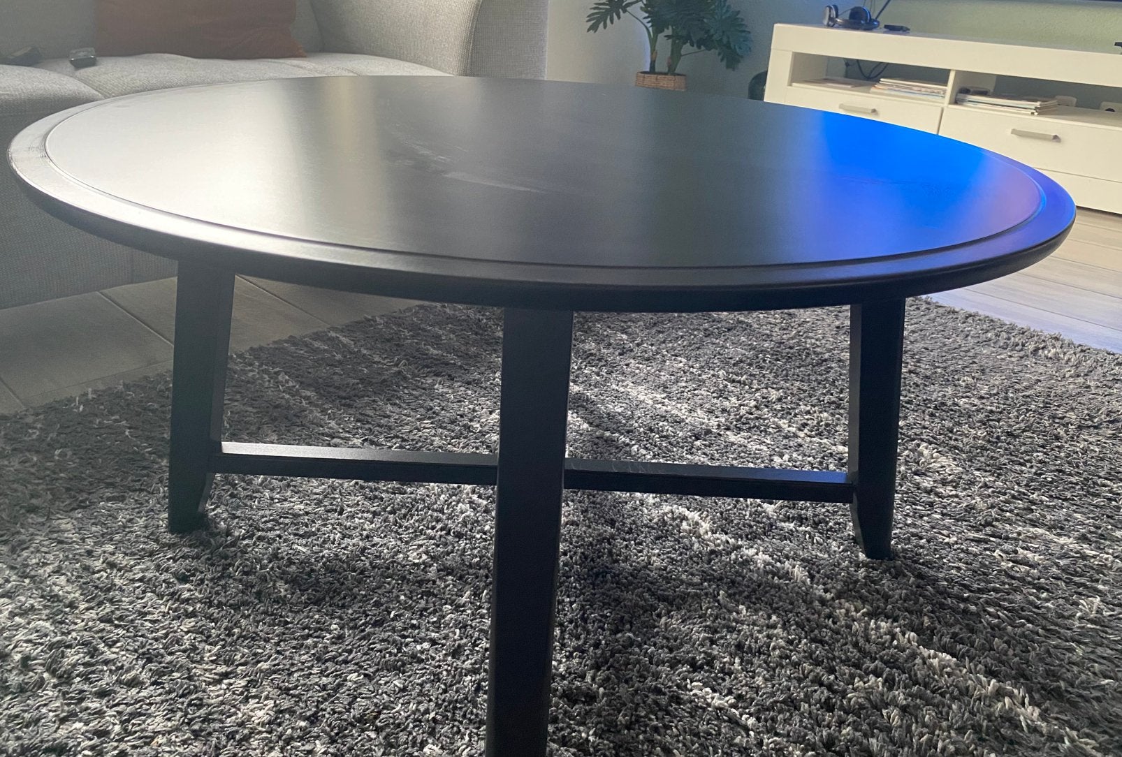 Zwarte ronde salontafel Ikea, Ophalen, Gebruikt, 50 tot 100 cm, Rond
