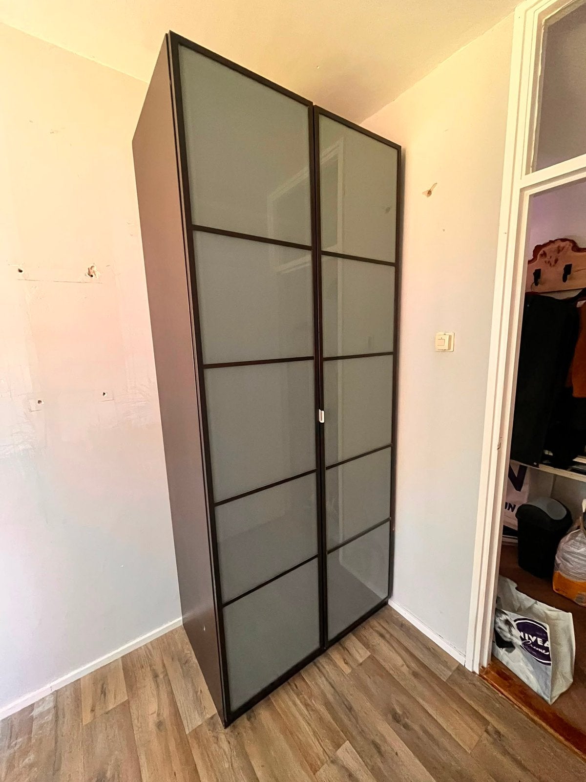 Ikea PAX zwart met glazen deuren, Huis en Inrichting, Ophalen, Gebruikt, 200 cm of meer, 50 tot 100 cm
