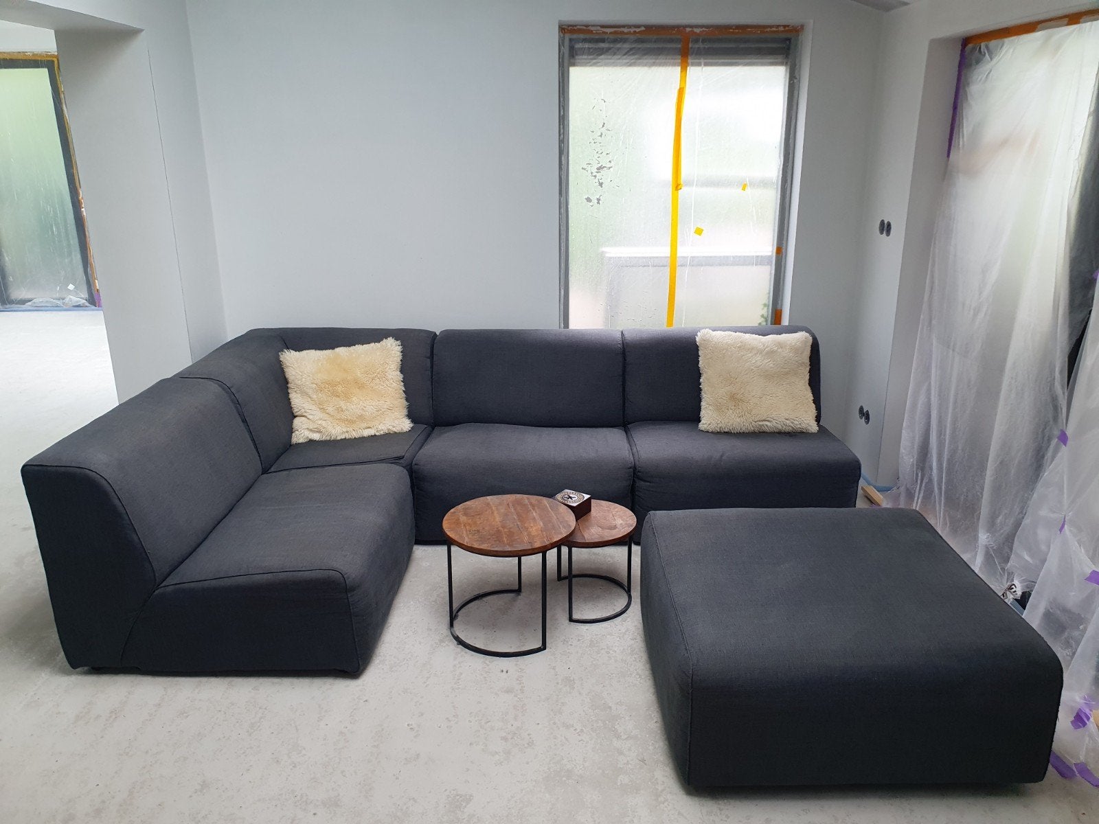 Bank, Hoekbank, Modulaire hoekbank met hocker, Ophalen, Zo goed als nieuw, Hoekbank