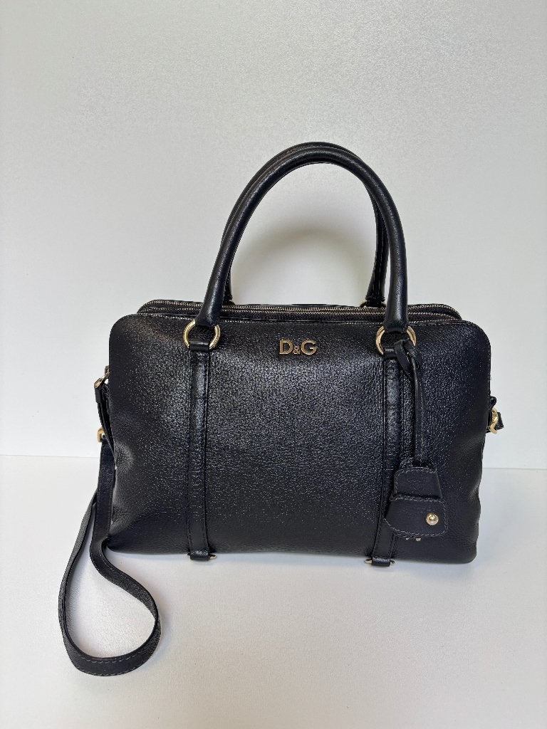 D&G DOLCE & GABBANA Lily Twist Zwart leer  bag tas, Ophalen of Verzenden, Zo goed als nieuw, Zwart, Handtas