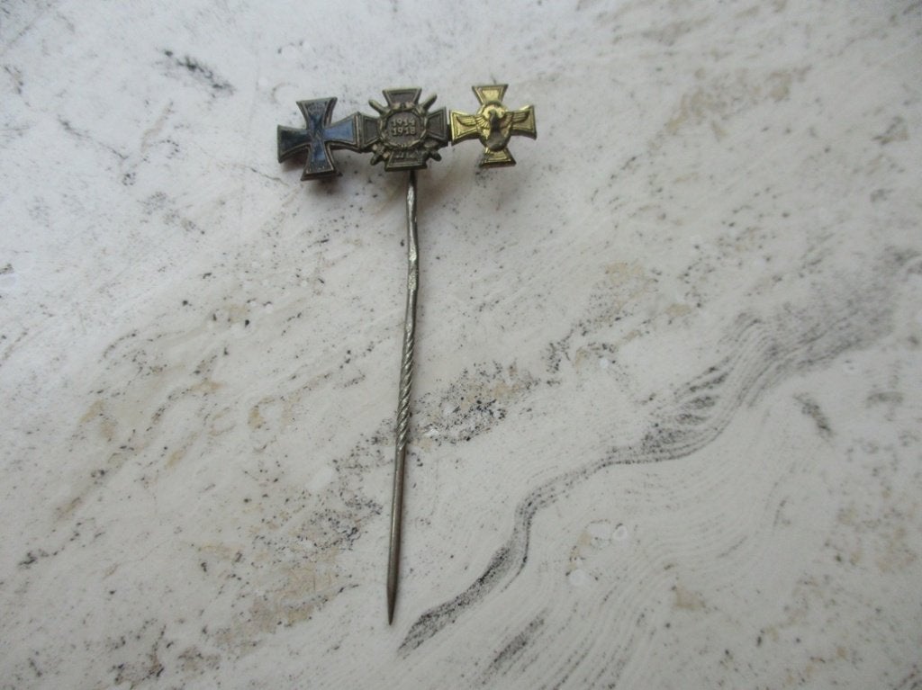 Miniatuurpin EK2+Hindenburgkruis+Polizei (WW1), Verzenden, Landmacht, Duitsland, Lintje, Medaille of Wings