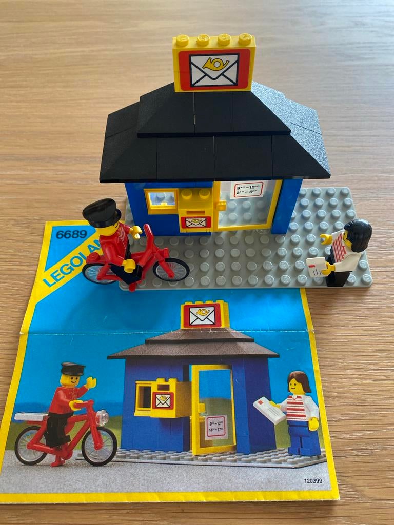 LEGO Legoland 6689 Postkantoor met Postbode en Fiets, Gebruikt, Lego, Ophalen of Verzenden, LEGOLAND
