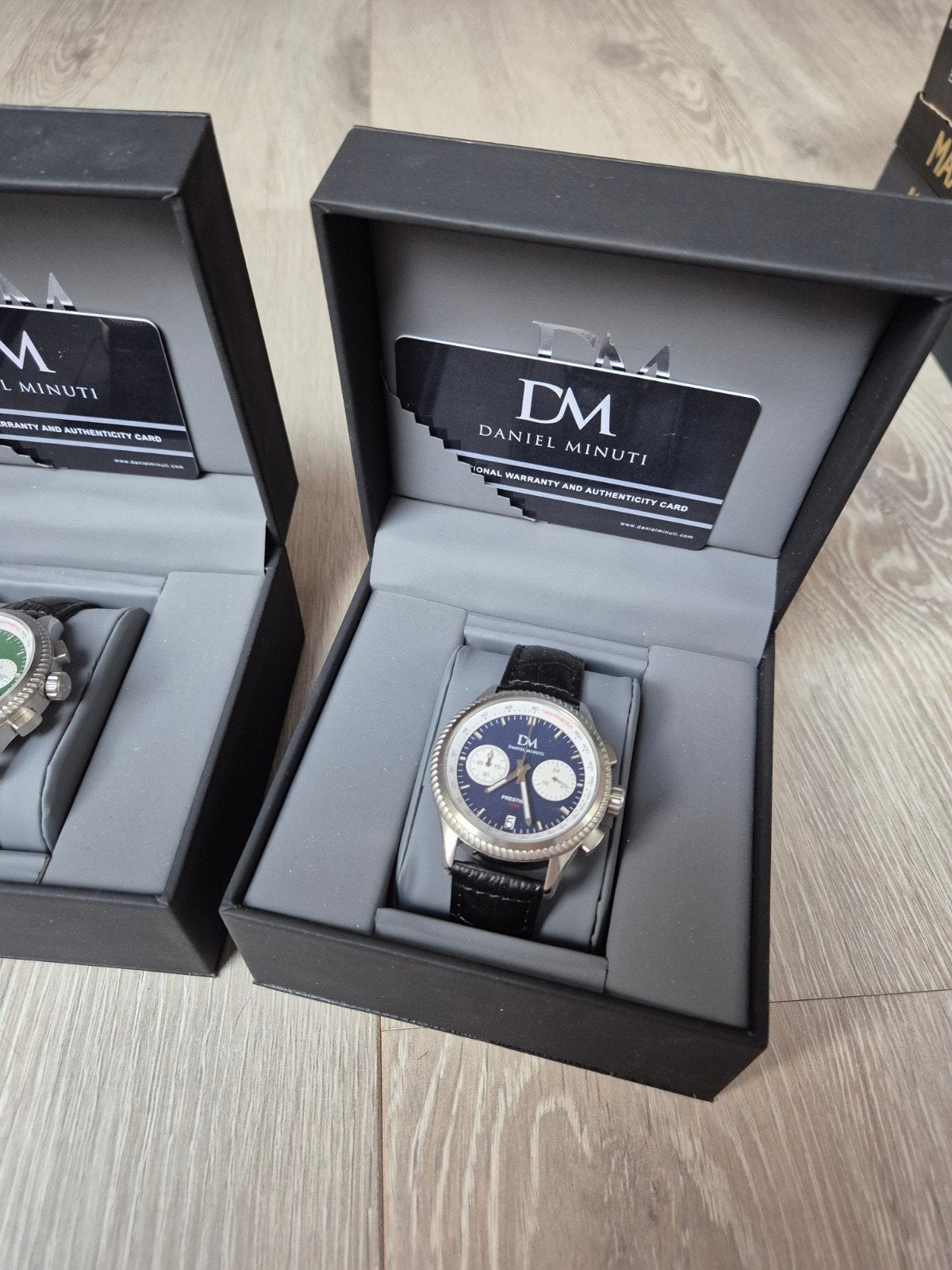4x Daniel Minuti Prestige horloges in doos met certificaat, Ophalen of Verzenden, Zo goed als nieuw, Overige merken