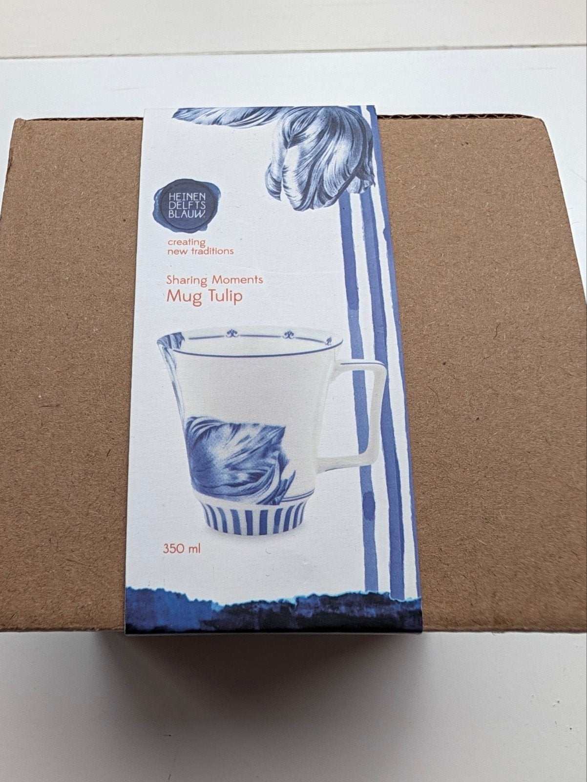 Heinen Delfts Blauw Janny van der Heijden Mok Tulp 350ml, Overige merken, Nieuw, Klassiek, Keramiek