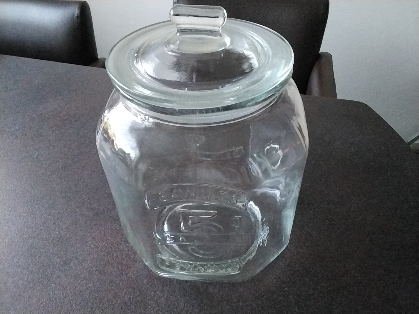 Hele Grote Glazen pot met deksel - Vintage 'Peanuts' design, Gebruikt, Met deksel, Pot of Kruik, Ophalen of Verzenden