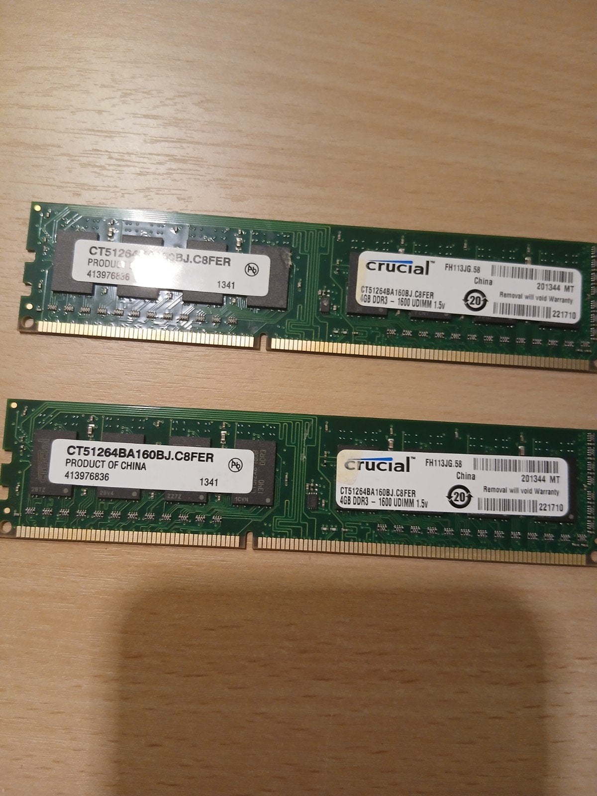 Crucial DDR3 4GB RAM Geheugenmodules (2 stuks), Computers en Software, DDR3, Ophalen of Verzenden, Zo goed als nieuw, Desktop