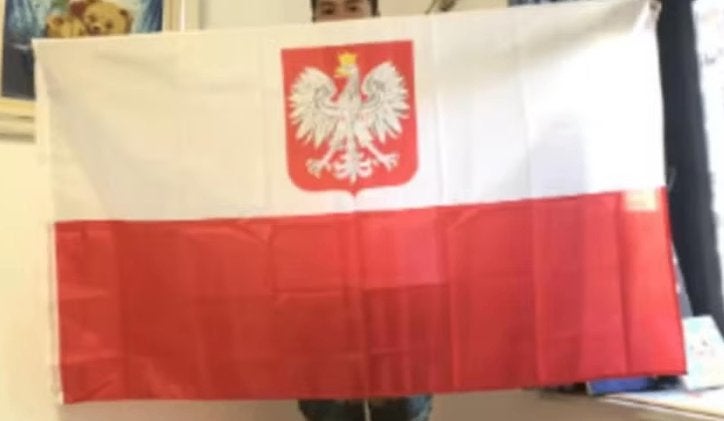 Grote vlag Polen met logo (150x90cm), Diversen, Vlaggen en Wimpels, Ophalen of Verzenden, Nieuw