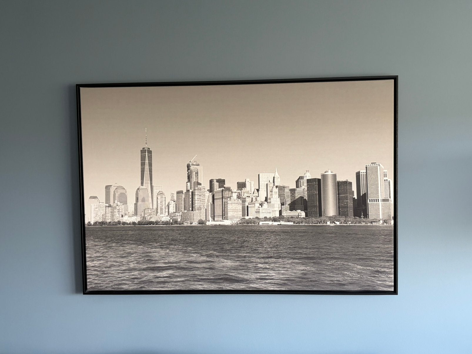 Grote fito met lijst van Manhattan, te plekke genomen., Ophalen, Zo goed als nieuw, Schilderij