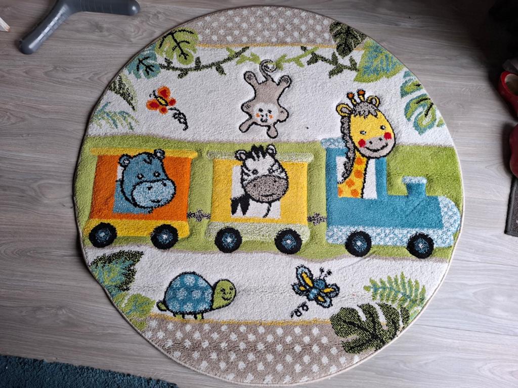 Rond kinderkleed met dierenprint - 120 cm diameter, Ophalen, Kinderkamer, speels, dieren, Gebruikt, Rond