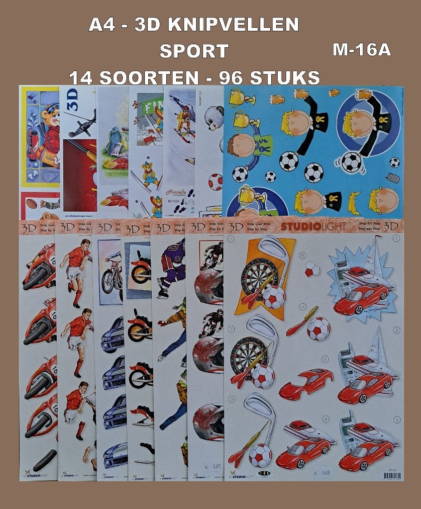 23...A4 - 3D KNIPVELLEN SPORT 14 SOORTEN-96 VELLEN, Ophalen of Verzenden, Nieuw, Meerdere plaatjes