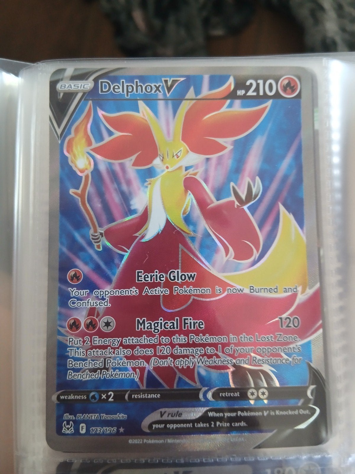 Delphox V 173/196 Full Art Pokémon Kaart, Ophalen, Zo goed als nieuw, Losse kaart, Foil
