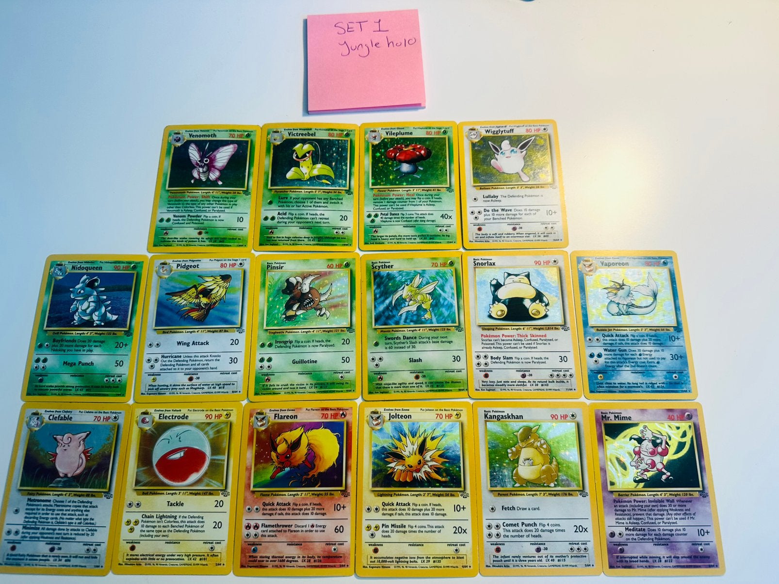 Twee 1999 JUNGLE pokemon set vintage+promo's+(no symbol)holo, Ophalen of Verzenden, Gebruikt, Meerdere kaarten, Foil