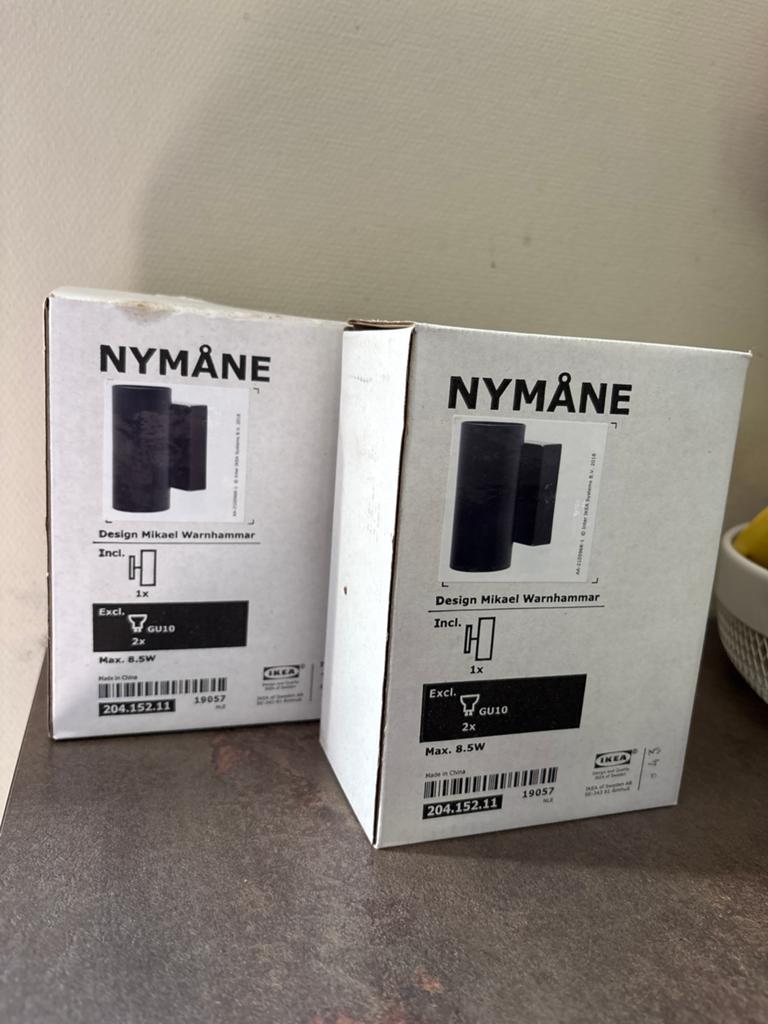 IKEA Nymåne wandlampen (2 stuks) - Zwart, GU10, Ophalen of Verzenden, Nieuw, Metaal