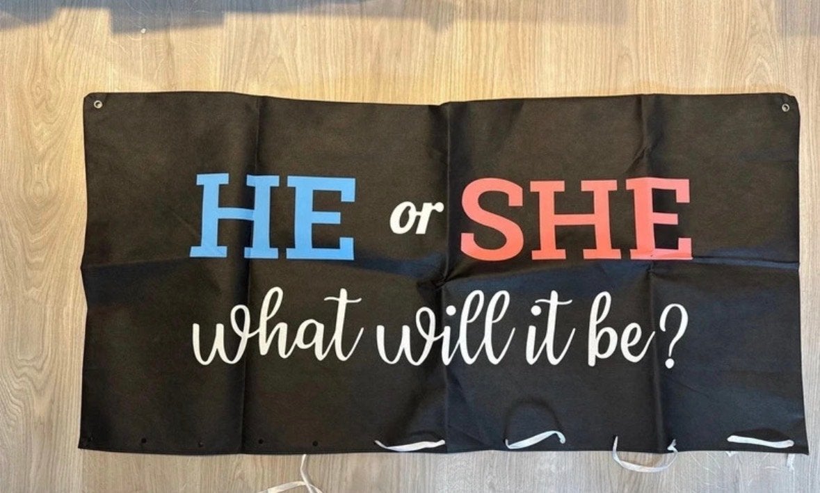 Gender Reveal Zak - He or She, What Will It Be?, Hobby en Vrije tijd, Ophalen of Verzenden, Nieuw, Versiering, Geboorte of Huwelijk