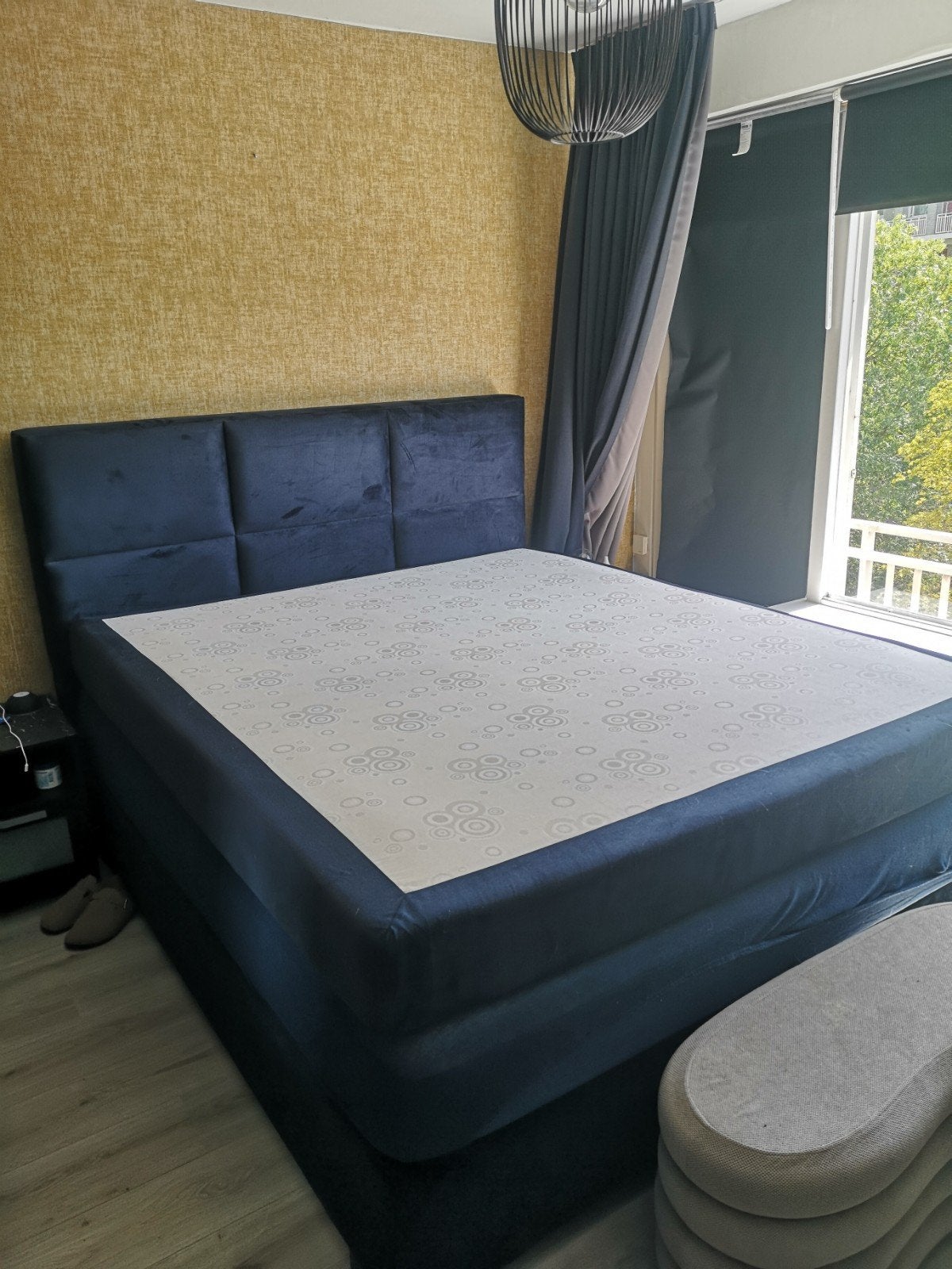 Tweepersoonsmatras 180x210 incl. topmatras, Ophalen, Gebruikt, Blauw, 210 cm