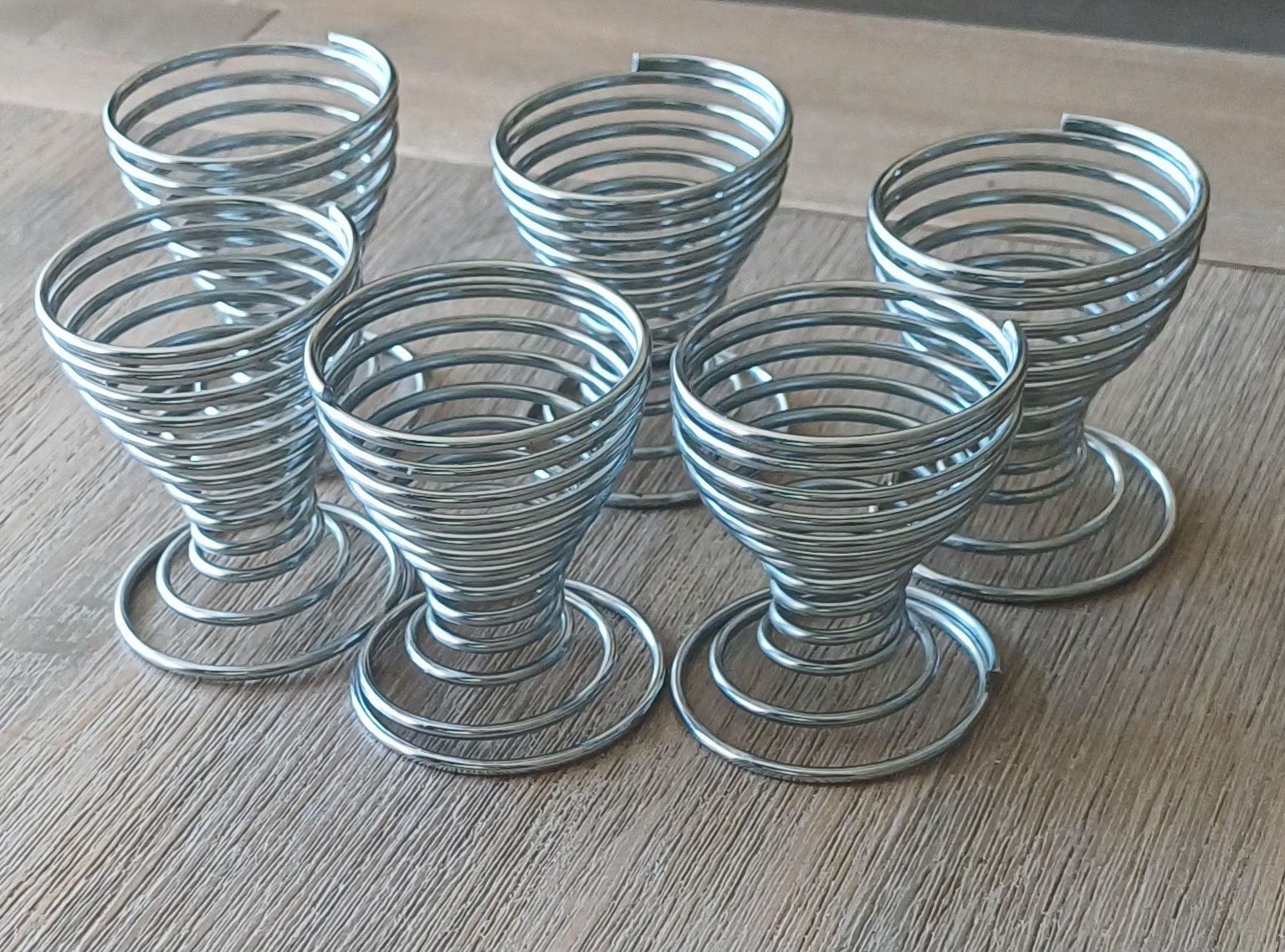 Set van 6 metalen eierdopjes, Zilver, Ophalen of Verzenden, Metaal, Overige merken