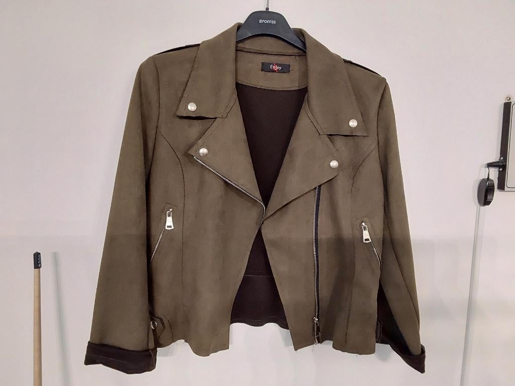 Suede jasje, Kleding | Dames, Jasjes, Kostuums en Pakken, Maat 42/44 (L), Ophalen of Verzenden, Zo goed als nieuw, Jasje