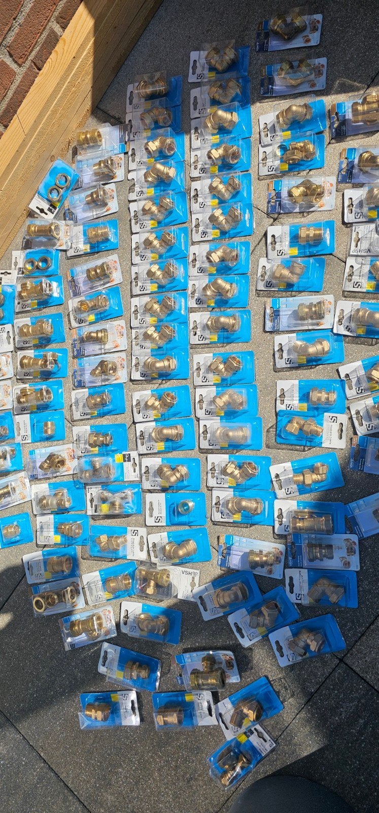 Partij knelkoppeling 22x messing, Ophalen, Nieuw, Koper, Overige typen