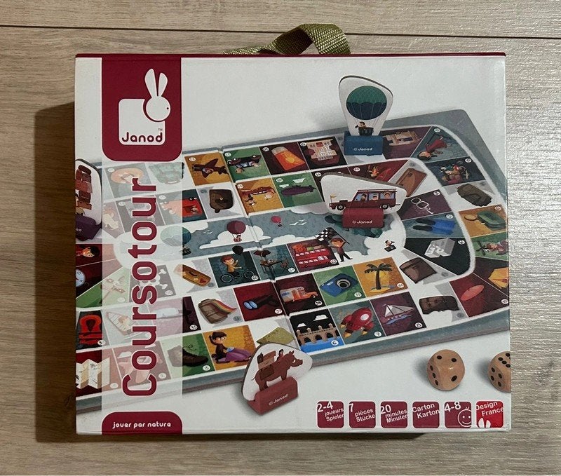 Janod Coursotour Bordspel - Gratis bij aankoop van, Hobby en Vrije tijd, Gezelschapsspellen | Bordspellen, Gebruikt, Ophalen of Verzenden