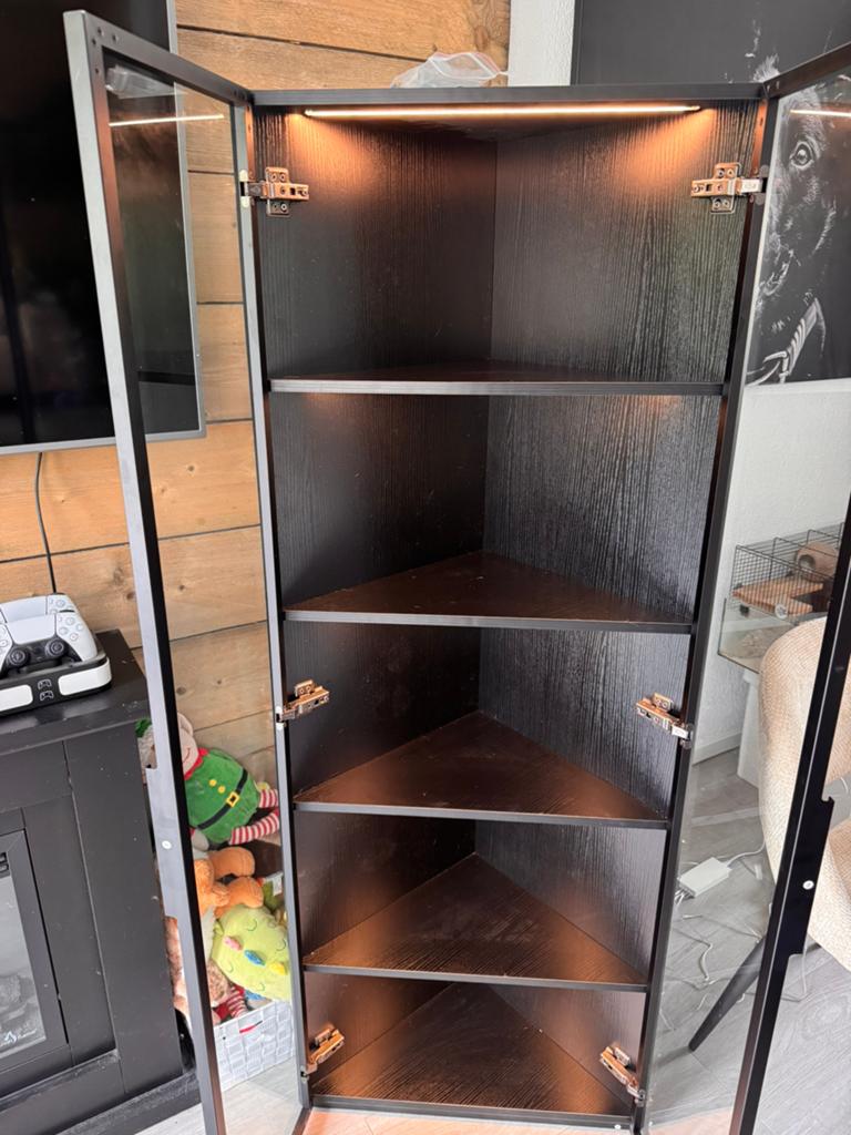 Vitrine kast met led verlichtig, Ophalen, Minder dan 50 cm, Met deur(en), Glas