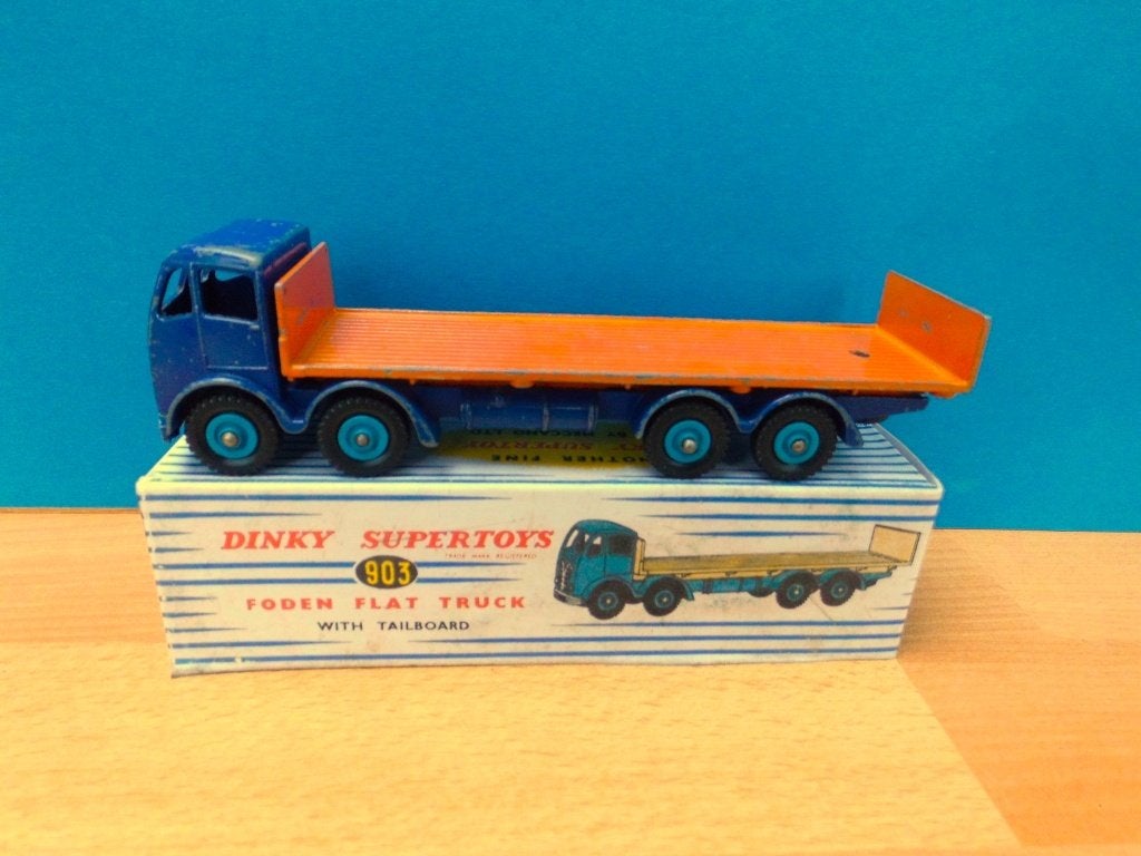 DINKY TOYS No. 903 FODEN FLAT TRUCK MET ACHTERSCHOT, Ophalen of Verzenden, Gebruikt, Bus of Vrachtwagen, Dinky Toys