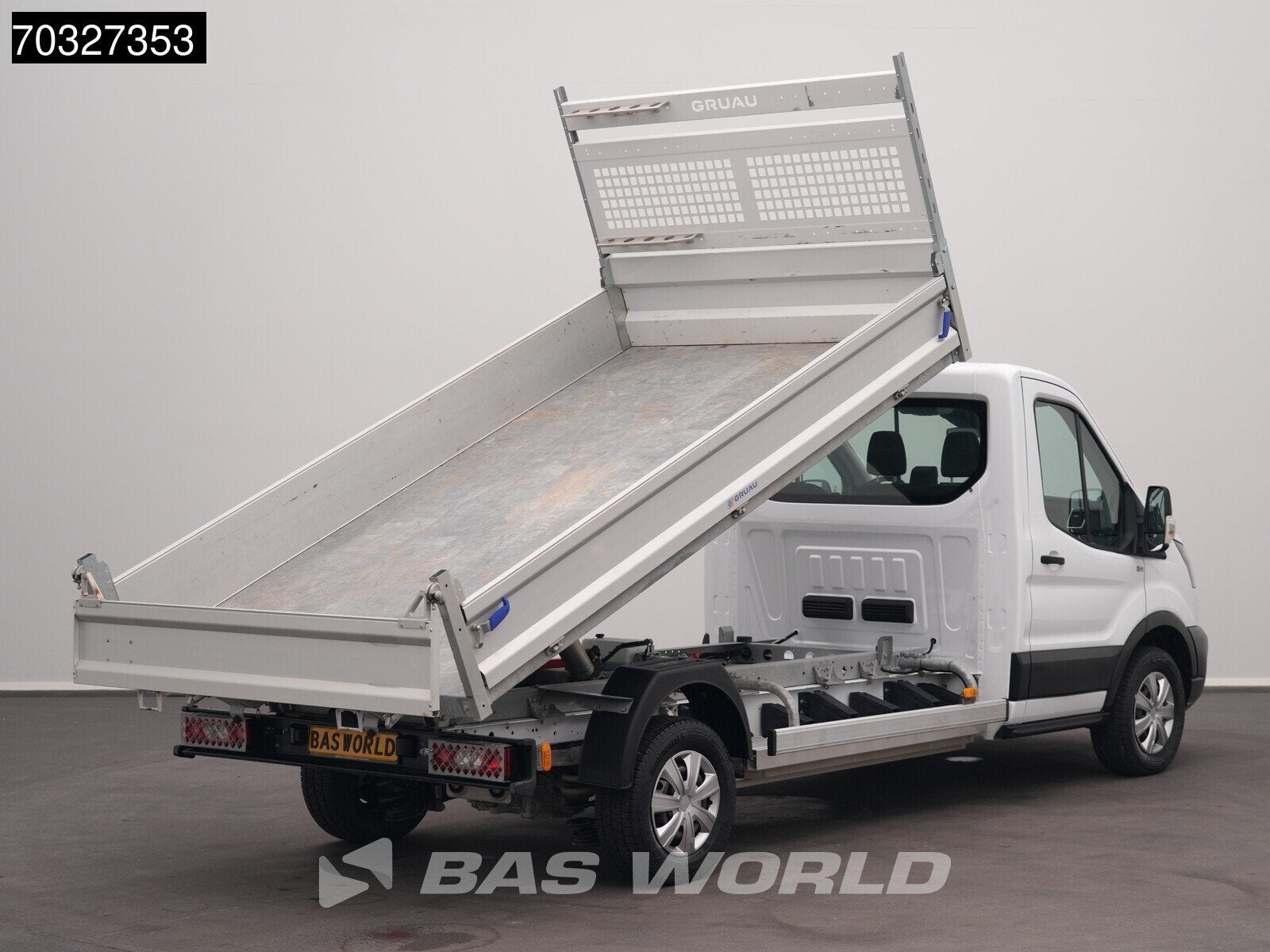Ford e-Transit 184pk Elektrisch 68kWh 310km WLTP Kipper Airc, Stof, Gebruikt, Wit, 184 pk