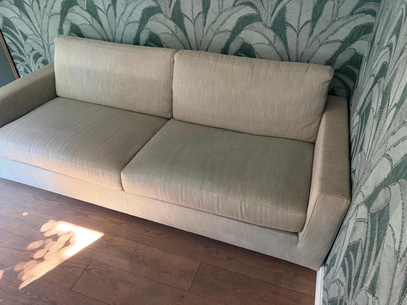Linteloo 3 zitsbank fabio 230cm verona zilvergroen, Ophalen, Driepersoons, 75 tot 100 cm, Zo goed als nieuw