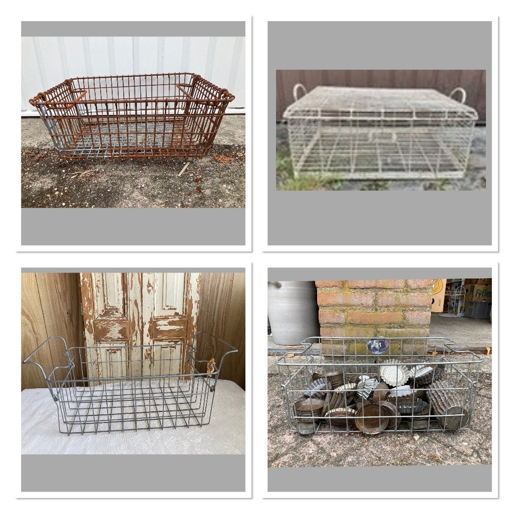 4x Brocante metalen mandje - draadmandje - klemmandje, Ophalen of Verzenden