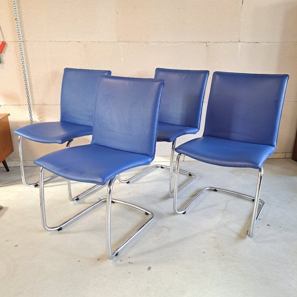 Set van 4 Leolux stoelen type Freyr by Erik Munnikhof., Ophalen, Gebruikt, Blauw, Vier