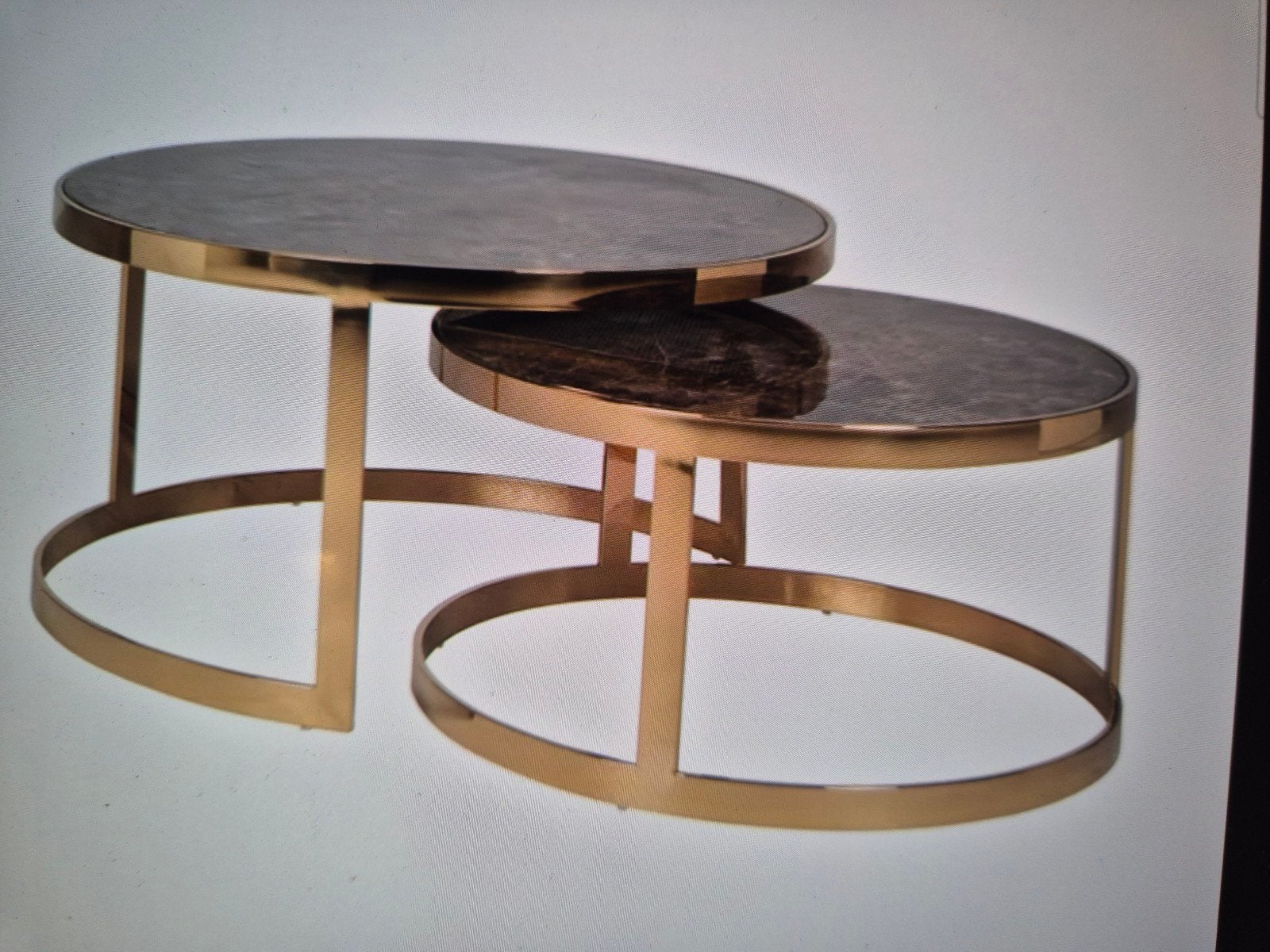 Richmond LUX aanbieding Salontafel CONRAD SET 2 MARMEREN, Ophalen, Nieuw, 60 tot 90 cm