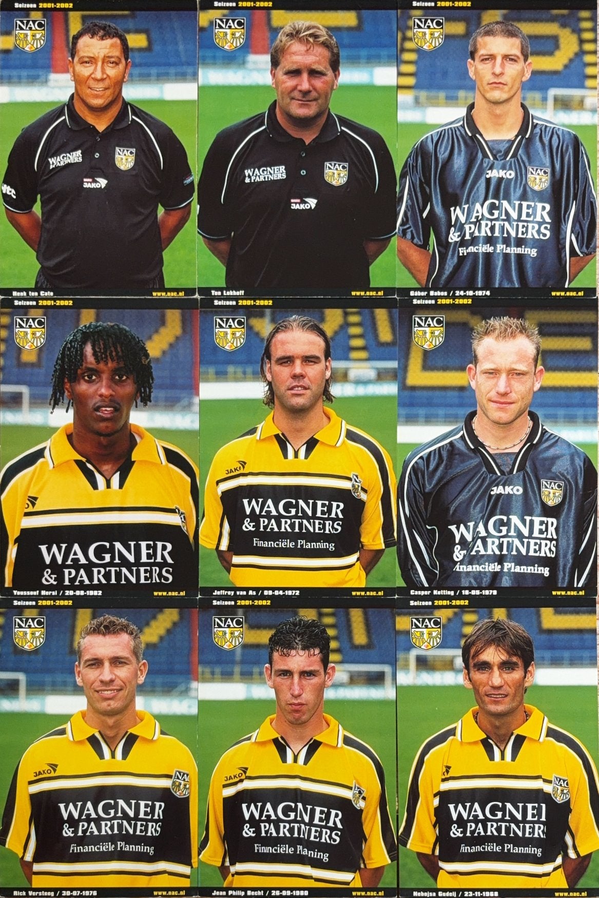 9 Spelerskaarten NAC Breda - seizoen 2001/2002, Verzenden, Zo goed als nieuw, NAC Breda, Spelerskaart