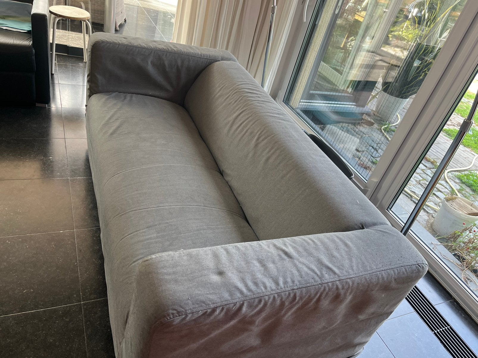 IKEA Klippan zitsbank met gewassen grijze hoes, Gebruikt, 150 tot 200 cm, Tweepersoons, 75 tot 100 cm