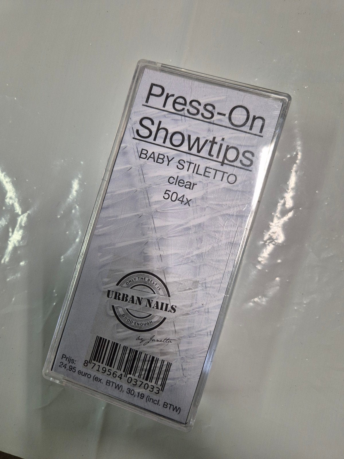Nieuw urban nails press on showtips baby stiletto clear 504x, Overige kleuren, Nieuw, Ophalen of Verzenden, Handen en Nagels