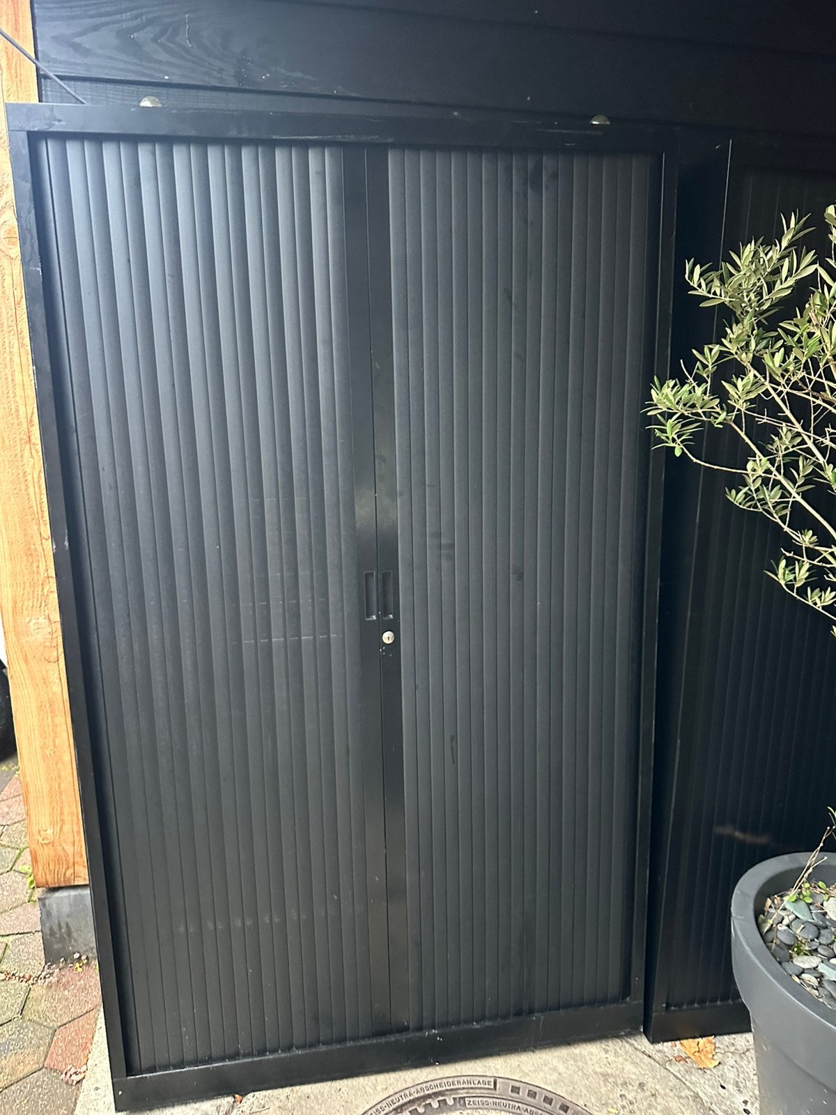 Roldeurkast/dossierkast zwart, Ophalen, Gebruikt, 100 tot 150 cm, 150 tot 200 cm