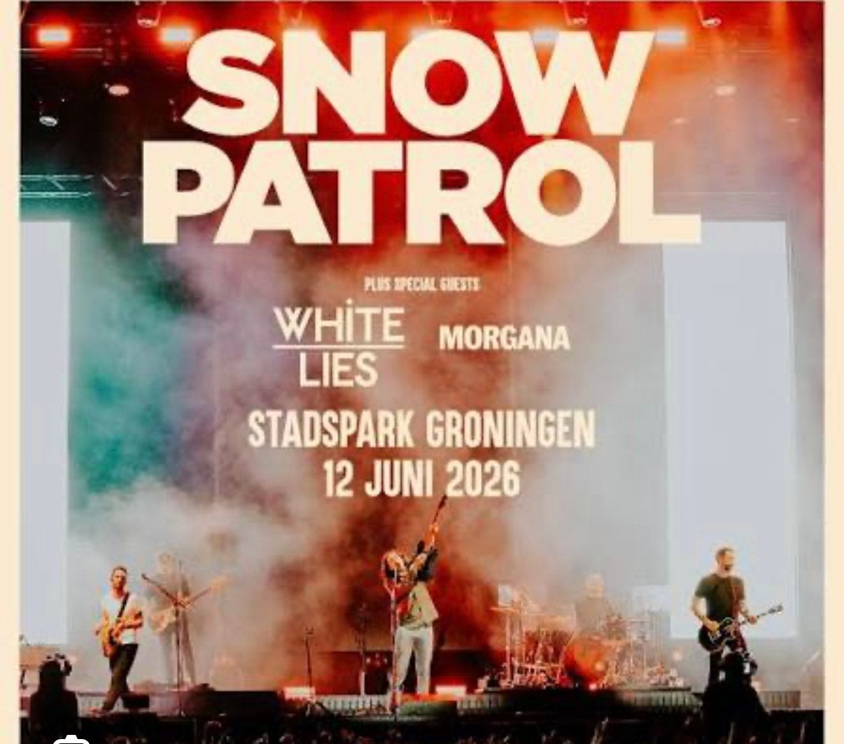 € 75 - 4 kaatrjes Snow Patrol 12 juni Groningen origineel, Twee personen, Juni
