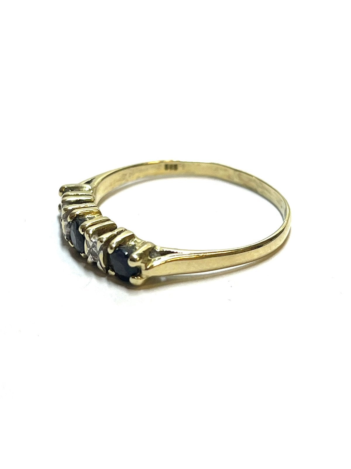 14k gouden ring met saffier en diamant, 18 tot 19, -, -, Ophalen of Verzenden